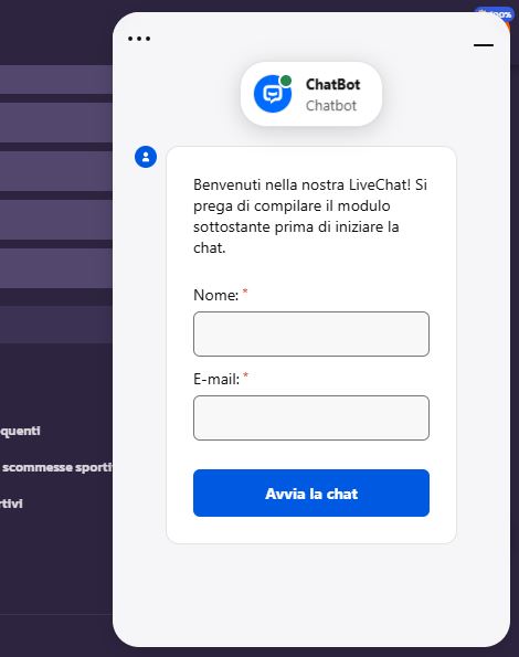 Avvia la live chat con l'assistenza Coolzino